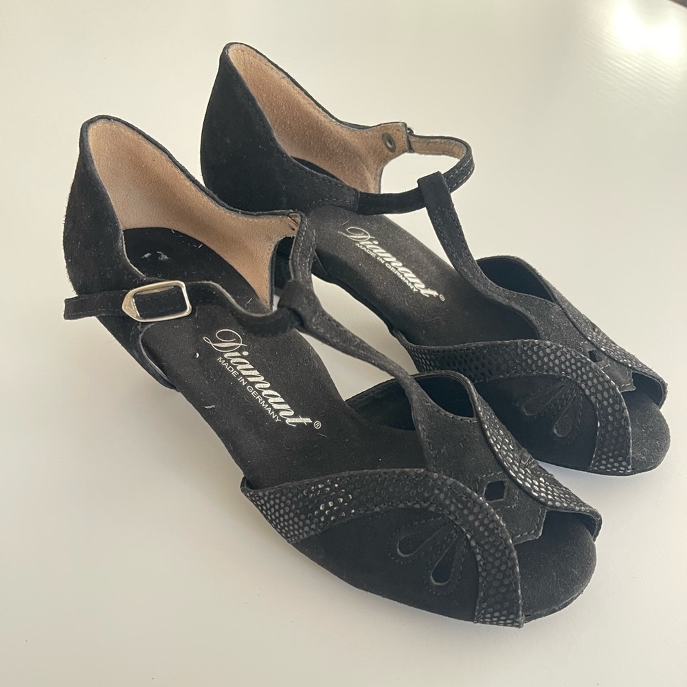 Diamant Germany Ballroom Dance Shoes Suede T-strap 5.5 Tango Salsa